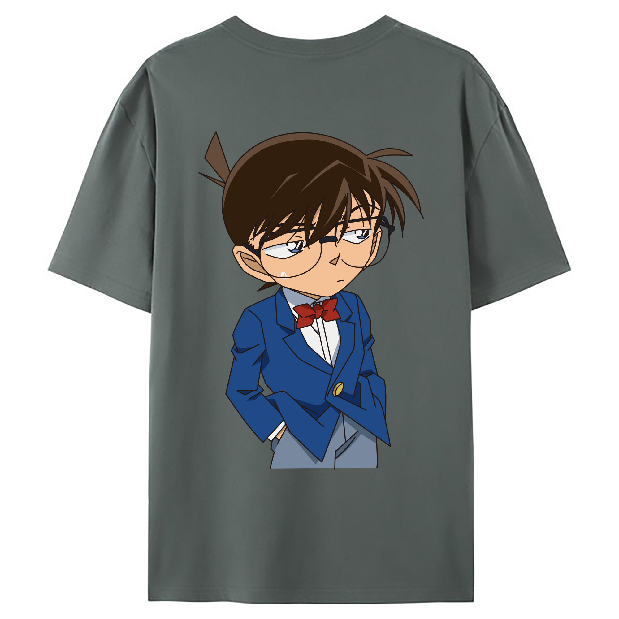（画像用） 名探偵コナン 江戸川 コナン Detective Conan Conan Edogawa 綿100％ メンズ半袖Tシャツ（バックプリント） 通気性